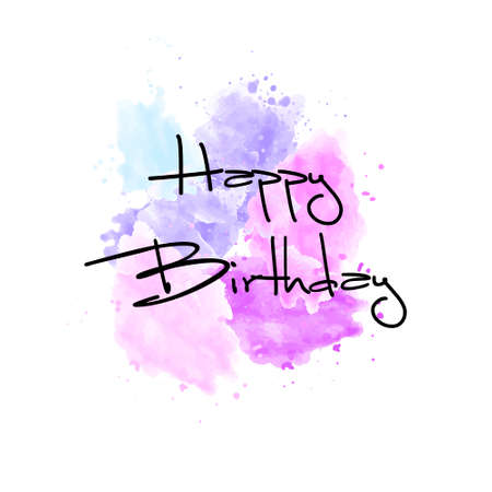 Vector hand painted watercolor greeting card - Happy birthdayのイラスト素材