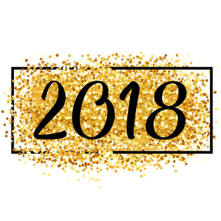 Happy new year. Gold glitter 2018. Golden background for flyer, poster, sign, banner web headerのイラスト素材