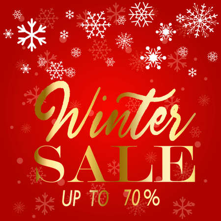 Winter sale poster vector illustration snow flakesの写真素材