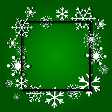 Christmas background. Frame made of snowflakes vector illustration.のイラスト素材