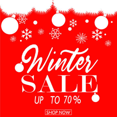 Winter sale poster vector illustration snow flakesのイラスト素材