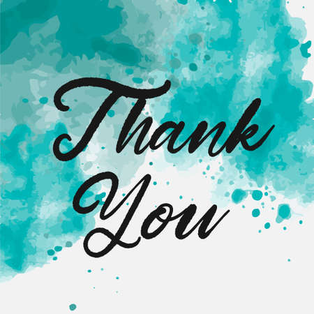 Thank you, ink hand lettering. Abstract watercolor backgroundのイラスト素材