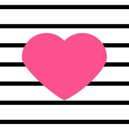 illustration of a heart Love card on stripe background, vector.のイラスト素材