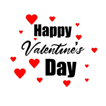 Happy Valentines Day typography poster with handwritten calligraphy text, isolated on white . Vector Illustrationのイラスト素材