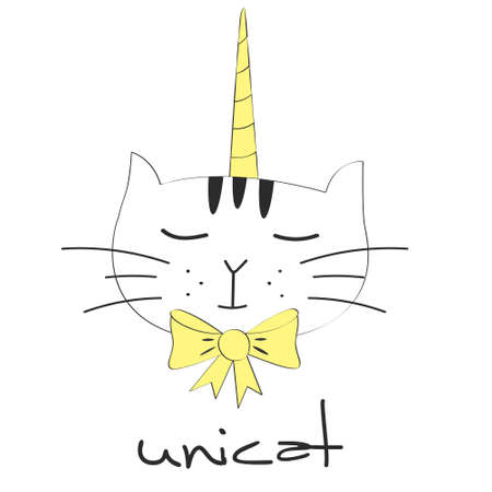 Cute fantasy cat unicorn. Sweet kids graphics for t-shirts.のイラスト素材