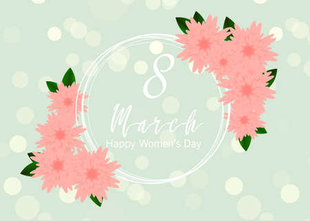 Pastel 8 March. Floral Greeting card. Happy Women's Day. Paper cut flower holiday background with square Frame, space for text. Origami Trendy Design Template. Happy Mother's Day. Vector illustrationのイラスト素材