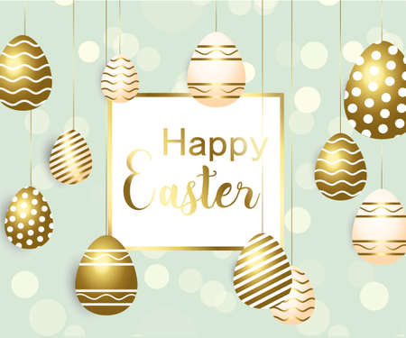 Elegant Easter day greeting card design with blossoms flowersのイラスト素材