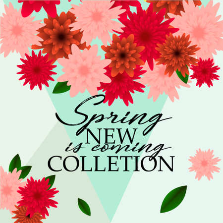 Spring banner with paper flowers for online shopping, advertising actions, magazines and websites.のイラスト素材