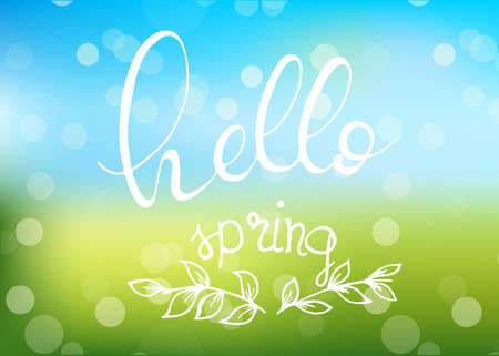 Its Spring Time. Hand-lettering typographic design on nature backgroundの写真素材