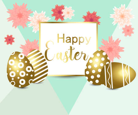 Easter composition with realistic glossy eggsのイラスト素材