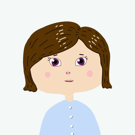Little Girl hand drawn illutration vector cute faceのイラスト素材