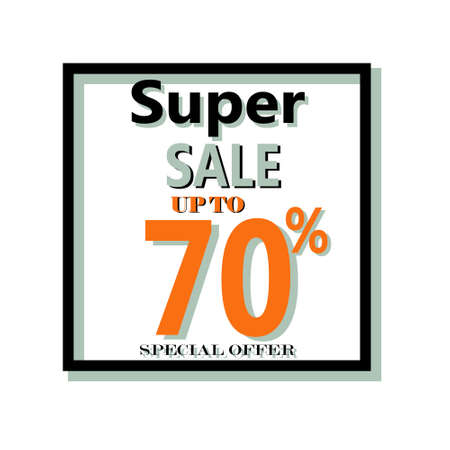 Super sale banner. Sale and discounts. Vector poster illustration. Super Sale lettering calligraphy...