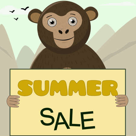 monkey T-shirt graphics cute cartoon characters cute graphics for illustrations textile graphicのイラスト素材