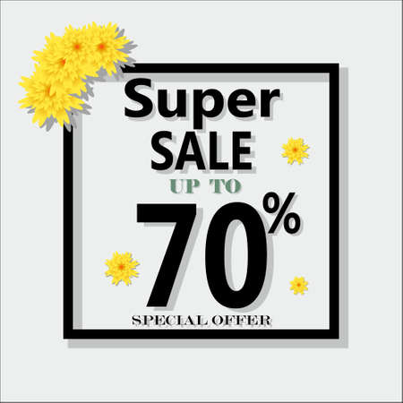 Summer sale Concept. Summer background with tropical flowers. Template Vector.