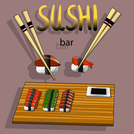 Concept design of the invitation sushi restaurant. Vector illustration textureのイラスト素材