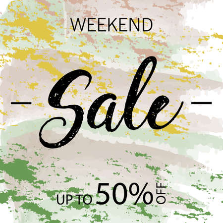 Sale today 30 off sign over art brush acrylic stroke paint abstract texture background vector illustration. Perfect watercolor design for a shop and sale banners.のイラスト素材