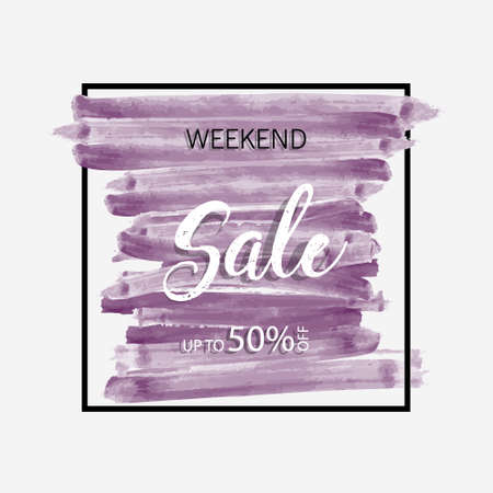 Season sale 50 off sign over grunge brush art paint abstract texture background design acrylic stroke poster vector illustration. Perfect watercolor design for sale shop and sale banners.のイラスト素材
