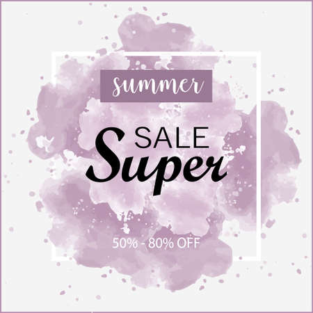 Season sale 50 off sign over grunge brush art paint abstract texture background design acrylic stroke poster vector illustration. Perfect watercolor design for sale shop and sale banners.のイラスト素材