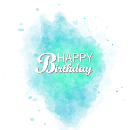 Vector hand painted watercolor greeting card Happy birthdayのイラスト素材