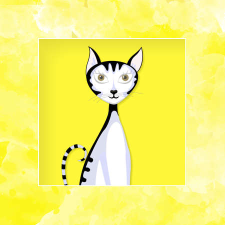 cat graphic vector paper cut illustration vatercolorのイラスト素材