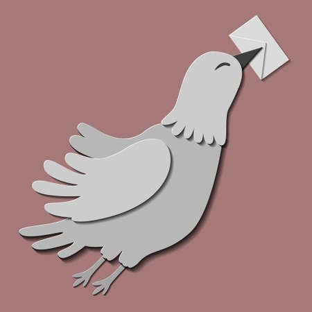 Paper art carve to bird on tree branch in forest at night, origami concept nature and animals vector art and illustration.のイラスト素材