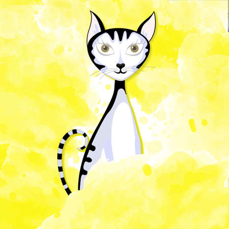 Cutout Cat,paperwork in vector illustration cut yelowのイラスト素材