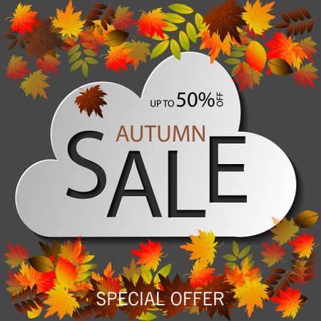 Welcome Back to School sale banners of school bag and lesson stationery for September promo offer on blackboard background. Vector school book or notebook and pencil or autumn mapleのイラスト素材