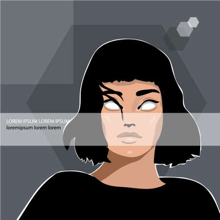 portrait of beautiful woman face straight and profile vectorのイラスト素材