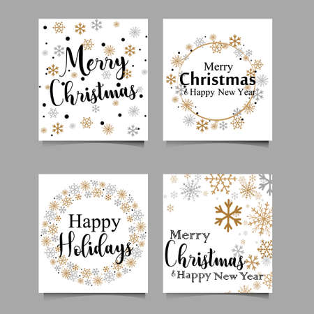 Handmade style greeting card - Merry Christmas and Happy New Year 2018 - Vector EPS10.のイラスト素材