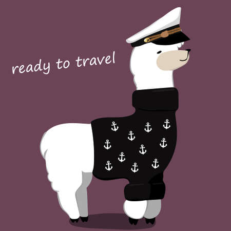 Cute Lama face. Childish print for fabric, t-shirt, poster, card, baby shower. Vector Illustrtionのイラスト素材