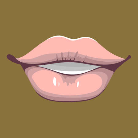 Sexy female lips isolated on transparent background, air kiss, beautiful lips, beauty, pink lipstick, cosmetics. 3D effect. Vector illustration. EPS10のイラスト素材