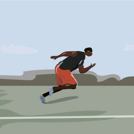 Runner vector silhouette, side view. Sprinting athleteのイラスト素材