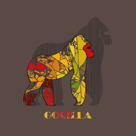 Color Gorilla. Animals set. Vector illustrationのイラスト素材