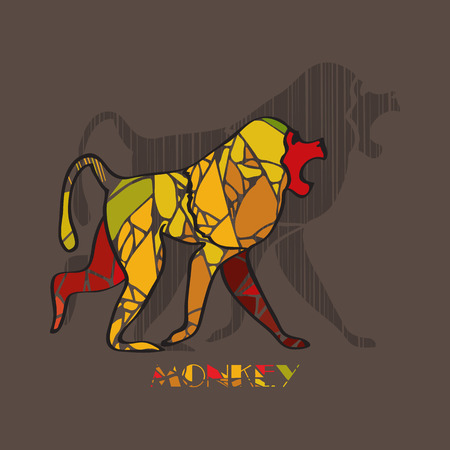 Color Monkey. Animals set. Vector illustrationのイラスト素材