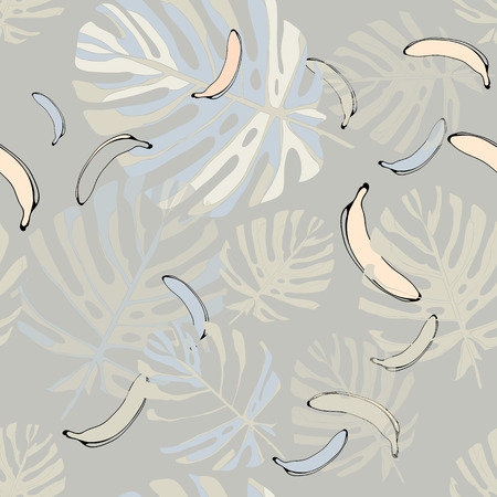 Bananas. Seamless vector pattern on a grey background. Vector ilustrationのイラスト素材