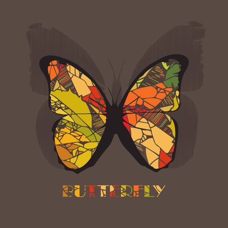 Butterfly icon style with shadow on brown background. Vector illustration.のイラスト素材