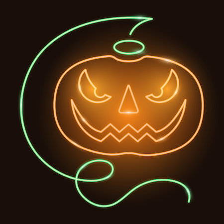 Halloween neon pumpkinのイラスト素材