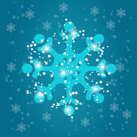 Volumetric blue snowflake on a blue-green background â3のイラスト素材