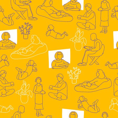 Seamless pattern Topic online psychologist.のイラスト素材