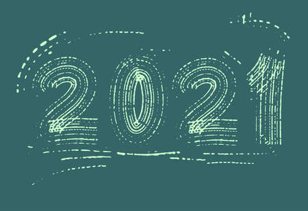 Inscription 2021 new year. In a casual style, brushstroke.