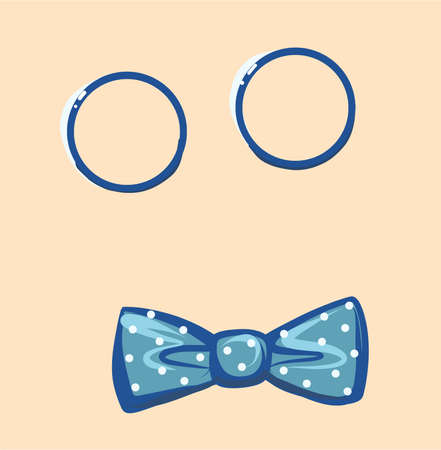 Clown accessories isolated on gray background. Vector clown glasses, nose and bow tie polka dot.のイラスト素材