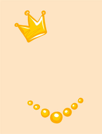Accessories, isolated. Vector crown and beads. Illustration for the festive decoration of the Princess portrait.のイラスト素材