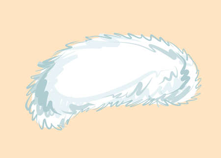 Accessory for winter. Fashionable white fur hat for women. Vector on an isolated background. Portrait mask.のイラスト素材