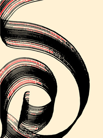 Artistic curl of the line. An abstract painting, a brushstroke. Art is black and white. Minimalism. Vector.のイラスト素材