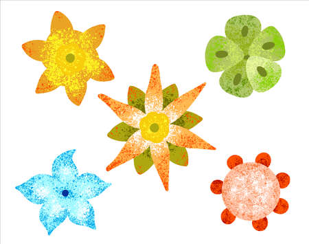A set of stylized unusual colors. An illustration in the style of a complex flat.のイラスト素材