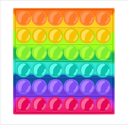 Pop it fidget sensory toy jump. Isolated on white background. Rainbow colors.のイラスト素材