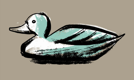 Decorative garden sculpture, duck. Illustration in the style of a careless sketch.のイラスト素材