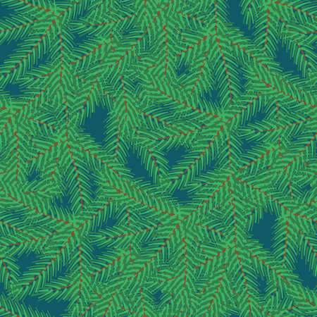 Fluffy branches of a Christmas tree. Green coniferous background. New Year seamless pattern.The texture is large for fabric, packaging, wallpaper.のイラスト素材