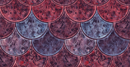 Horizontal banner. Lilac ceramic tile with a beautiful texture, fish scales.