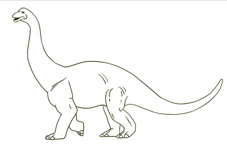 Brontosaurus Dinosaur. Illustration in black and white style. The contour line.のイラスト素材
